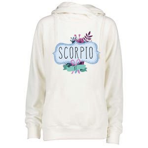 Scorpio Af Floral Label / Funny Zodiac Scorpio Birthday Funny Gift Womens Funnel Neck Pullover Hood