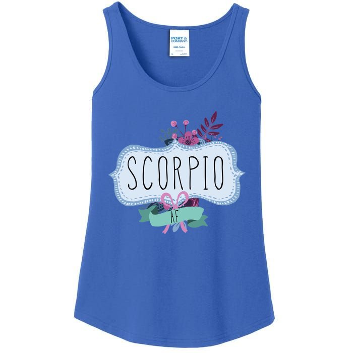 Scorpio Af Floral Label / Funny Zodiac Scorpio Birthday Funny Gift Ladies Essential Tank