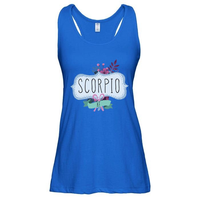 Scorpio Af Floral Label / Funny Zodiac Scorpio Birthday Funny Gift Ladies Essential Flowy Tank