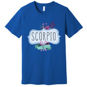 Scorpio Af Floral Label / Funny Zodiac Scorpio Birthday Funny Gift Premium T-Shirt