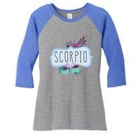 Scorpio Af Floral Label / Funny Zodiac Scorpio Birthday Funny Gift Women's Tri-Blend 3/4-Sleeve Raglan Shirt