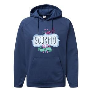 Scorpio Af Floral Label / Funny Zodiac Scorpio Birthday Funny Gift Performance Fleece Hoodie