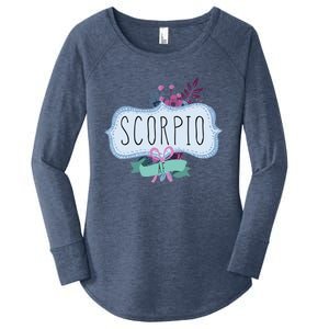 Scorpio Af Floral Label / Funny Zodiac Scorpio Birthday Funny Gift Women's Perfect Tri Tunic Long Sleeve Shirt