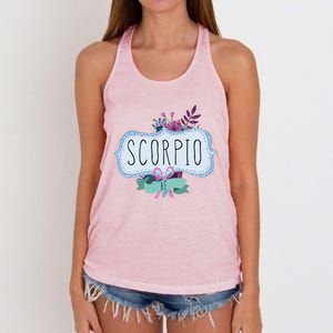 Scorpio Af Floral Label / Funny Zodiac Scorpio Birthday Funny Gift Women's Knotted Racerback Tank