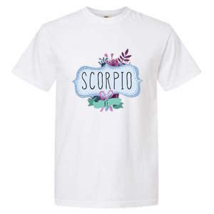 Scorpio Af Floral Label / Funny Zodiac Scorpio Birthday Funny Gift Garment-Dyed Heavyweight T-Shirt