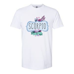 Scorpio Af Floral Label / Funny Zodiac Scorpio Birthday Funny Gift Softstyle CVC T-Shirt