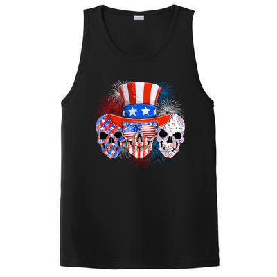 Skull American Flag 4th Of July Patriotic Usa Funny Great Gift PosiCharge Competitor Tank