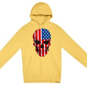 Skull American Flag 4th Of July Usa Patriotic Merica Skull Cool Gift Premium Pullover Hoodie