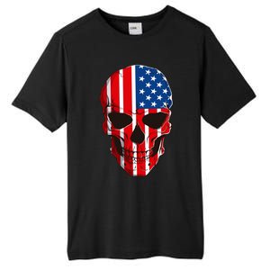 Skull American Flag 4th Of July Usa Patriotic Merica Skull Cool Gift Tall Fusion ChromaSoft Performance T-Shirt