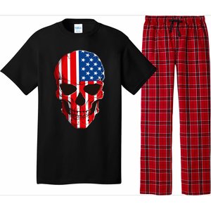 Skull American Flag 4th Of July Usa Patriotic Merica Skull Cool Gift Pajama Set