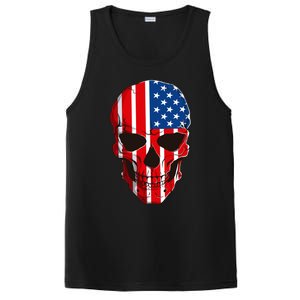 Skull American Flag 4th Of July Usa Patriotic Merica Skull Cool Gift PosiCharge Competitor Tank