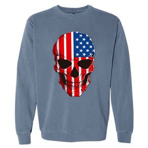 Skull American Flag 4th Of July Usa Patriotic Merica Skull Cool Gift Garment-Dyed Sweatshirt