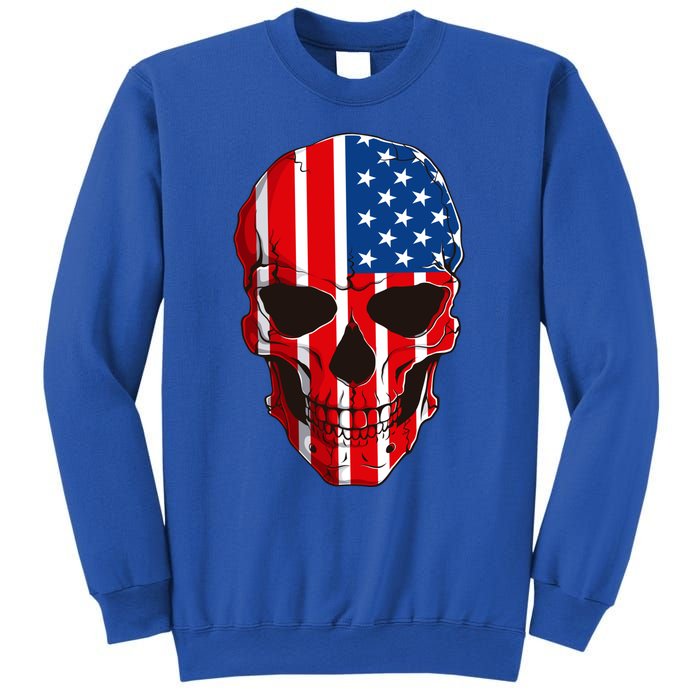 Skull American Flag 4th Of July Usa Patriotic Merica Skull Cool Gift Sweatshirt