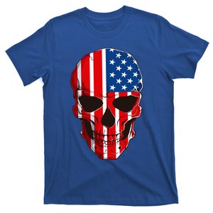 Skull American Flag 4th Of July Usa Patriotic Merica Skull Cool Gift T-Shirt