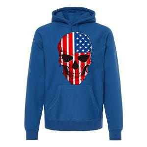 Skull American Flag 4th Of July Usa Patriotic Merica Skull Cool Gift Premium Hoodie