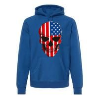 Skull American Flag 4th Of July Usa Patriotic Merica Skull Cool Gift Premium Hoodie