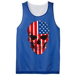 Skull American Flag 4th Of July Usa Patriotic Merica Skull Cool Gift Mesh Reversible Basketball Jersey Tank