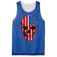 Skull American Flag 4th Of July Usa Patriotic Merica Skull Cool Gift Mesh Reversible Basketball Jersey Tank