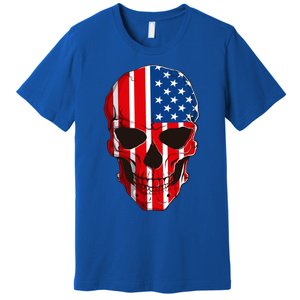 Skull American Flag 4th Of July Usa Patriotic Merica Skull Cool Gift Premium T-Shirt