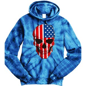 Skull American Flag 4th Of July Usa Patriotic Merica Skull Cool Gift Tie Dye Hoodie