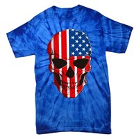 Skull American Flag 4th Of July Usa Patriotic Merica Skull Cool Gift Tie-Dye T-Shirt