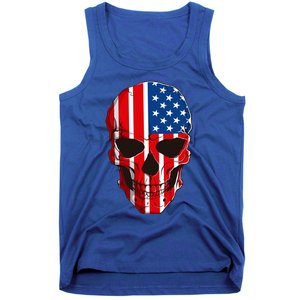 Skull American Flag 4th Of July Usa Patriotic Merica Skull Cool Gift Tank Top