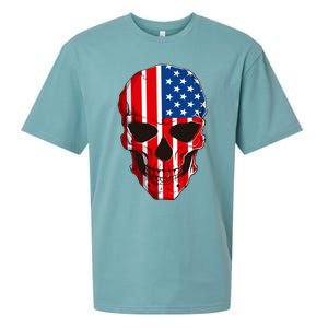 Skull American Flag 4th Of July Usa Patriotic Merica Skull Cool Gift Sueded Cloud Jersey T-Shirt