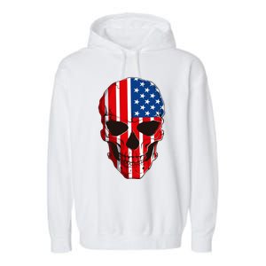 Skull American Flag 4th Of July Usa Patriotic Merica Skull Cool Gift Garment-Dyed Fleece Hoodie