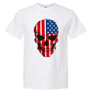 Skull American Flag 4th Of July Usa Patriotic Merica Skull Cool Gift Garment-Dyed Heavyweight T-Shirt