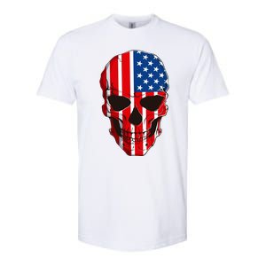 Skull American Flag 4th Of July Usa Patriotic Merica Skull Cool Gift Softstyle CVC T-Shirt