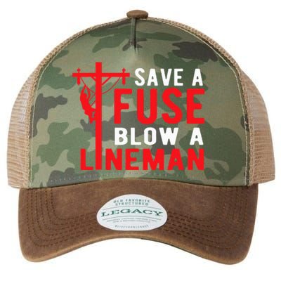 Save A Fuse Blow A Lineman Funny Lineman Legacy Tie Dye Trucker Hat