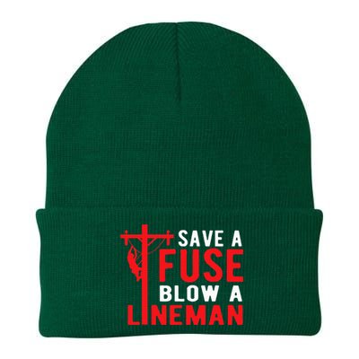 Save A Fuse Blow A Lineman Funny Lineman Knit Cap Winter Beanie