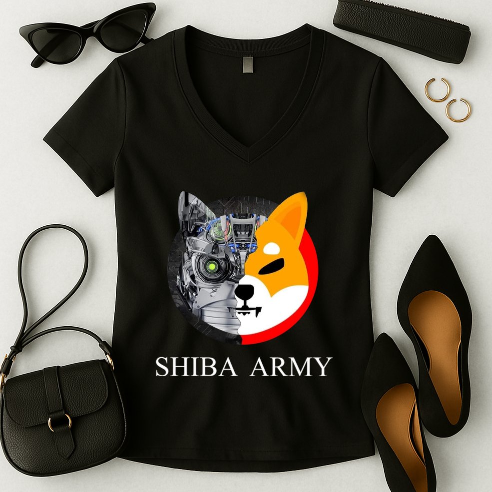 Shiba Army Fox Logo Terminator Women's V-Neck T-Shirt