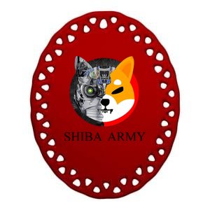 Shiba Army Fox Logo Terminator Ceramic Oval Ornament