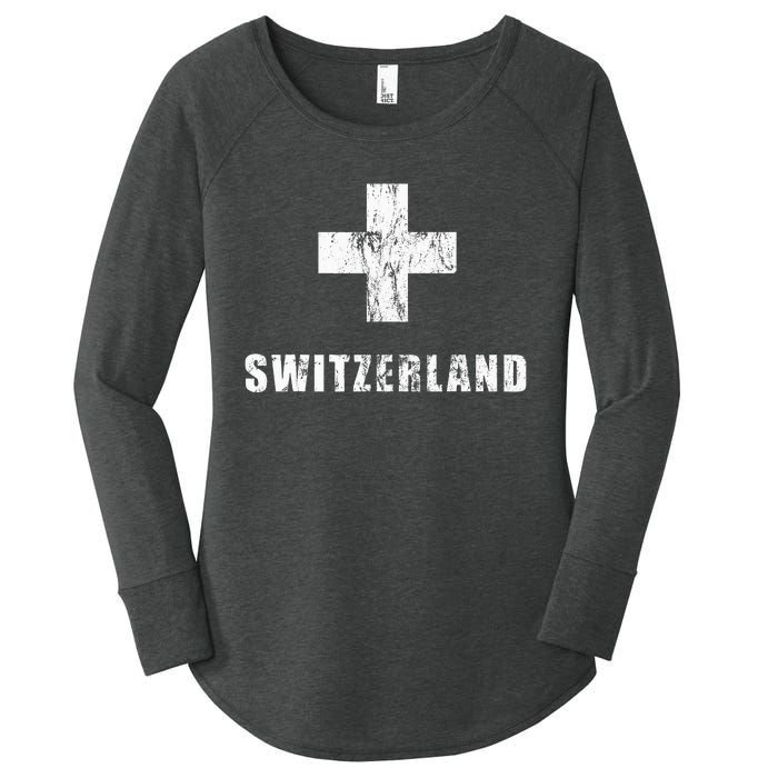 Switzerland Apparel For Swiss Retro Vintage Design Lover Women's Perfect Tri Tunic Long Sleeve Shirt