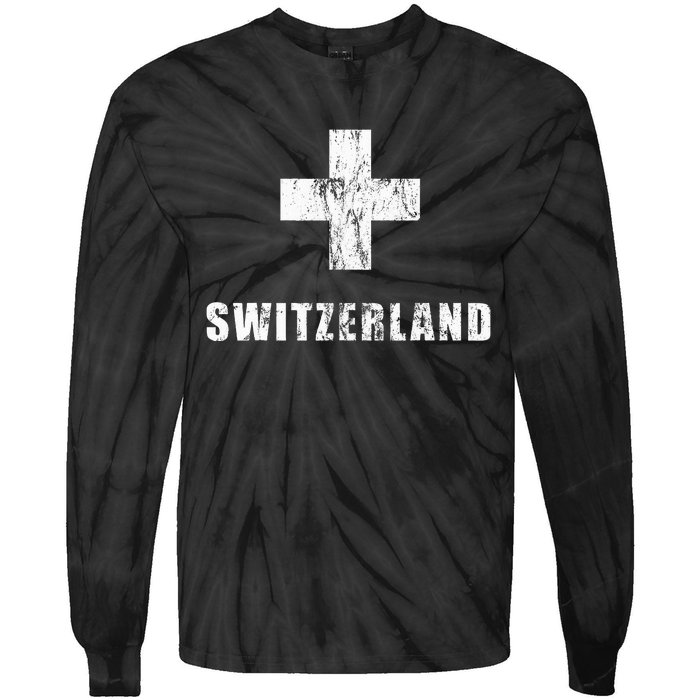 Switzerland Apparel For Swiss Retro Vintage Design Lover Tie-Dye Long Sleeve Shirt