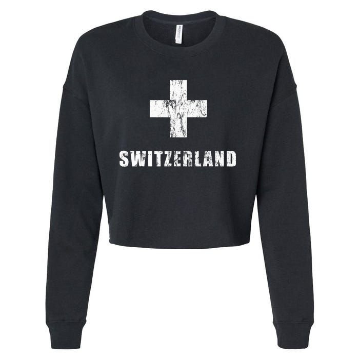 Switzerland Apparel For Swiss Retro Vintage Design Lover Cropped Pullover Crew