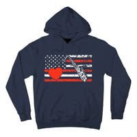 Saxophone American Flag Heart Valentines Day Cool Musician Tall Hoodie