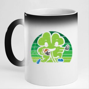 Shamrock American Football St Patricks Day Gift 11oz Black Color Changing Mug