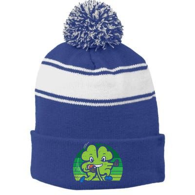 Shamrock American Football St Patricks Day Gift Stripe Pom Pom Beanie