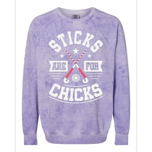 Sticks Are For Chicks Field Hockey Player Hockey Fan Colorblast Crewneck Sweatshirt