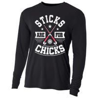 Sticks Are For Chicks Field Hockey Player Hockey Fan Cooling Performance Long Sleeve Crew