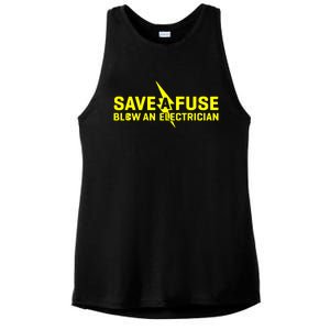 Save A Fuse Blow An Electrician Ladies PosiCharge Tri-Blend Wicking Tank