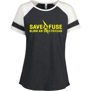 Save A Fuse Blow An Electrician Enza Ladies Jersey Colorblock Tee