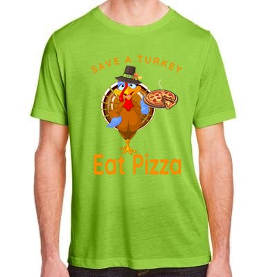 Save A Funny Turkey Pilgrim Eat Pizza Adult Vegan Gift Adult ChromaSoft Performance T-Shirt