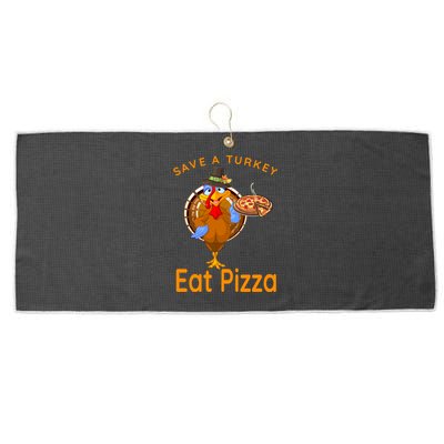 Save A Funny Turkey Pilgrim Eat Pizza Adult Vegan Gift Large Microfiber Waffle Golf Towel