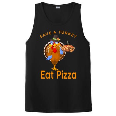 Save A Funny Turkey Pilgrim Eat Pizza Adult Vegan Gift PosiCharge Competitor Tank