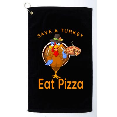 Save A Funny Turkey Pilgrim Eat Pizza Adult Vegan Gift Platinum Collection Golf Towel