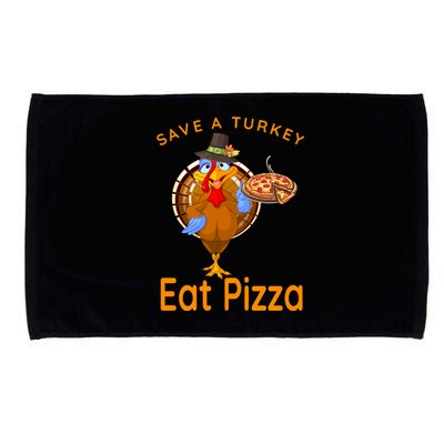 Save A Funny Turkey Pilgrim Eat Pizza Adult Vegan Gift Microfiber Hand Towel