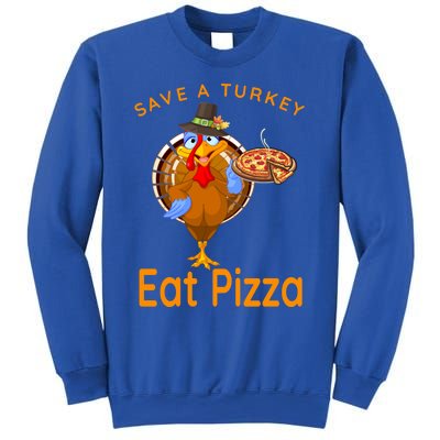 Save A Funny Turkey Pilgrim Eat Pizza Adult Vegan Gift Sweatshirt